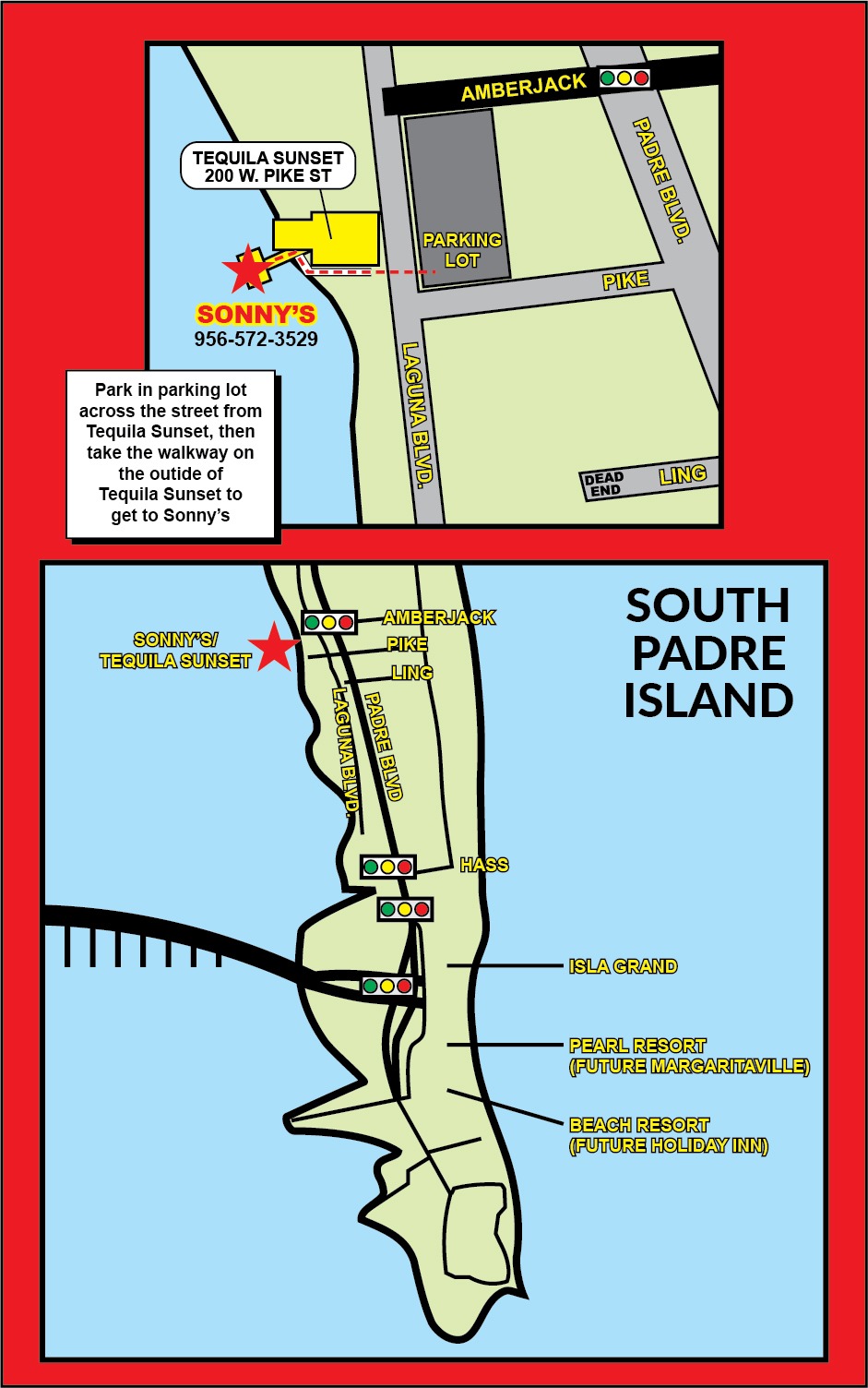 Sonny's South Padre Island Location Maps