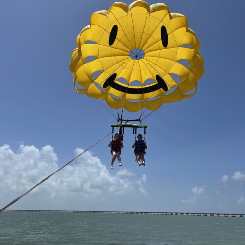 Two people parasailing at South Padre Island