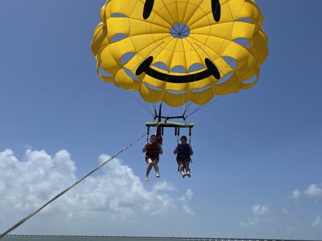 Two people parasailing at South Padre Island